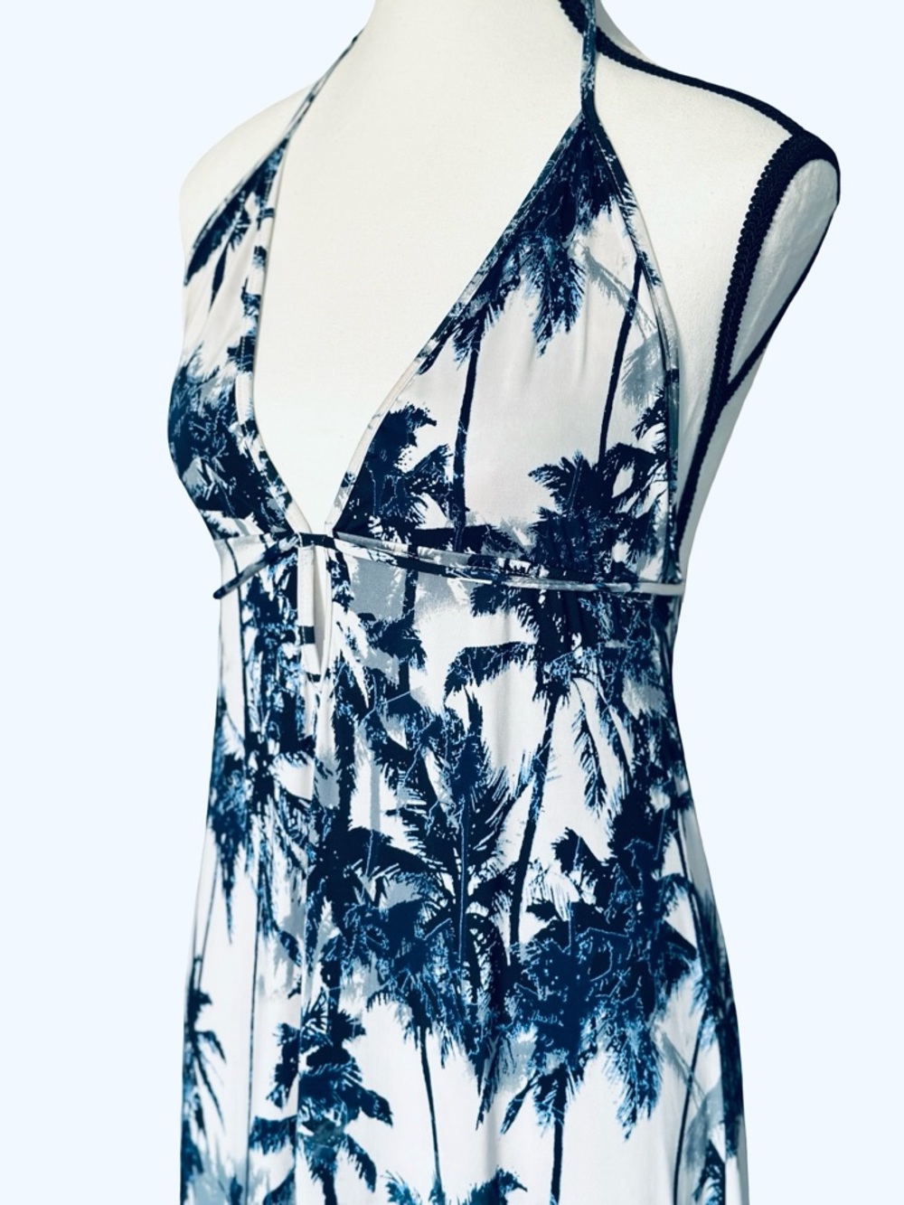 Elan Women’s Navy & White Palm-Print Halter Maxi Dress - Small, New - Picture 4 of 7
